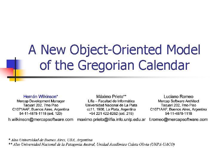 A New Object-Oriented Model of the Gregorian Calendar 