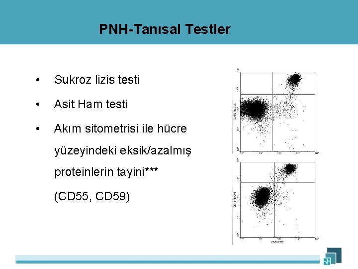 PNH-Tanısal Testler • Sukroz lizis testi • Asit Ham testi • Akım sitometrisi ile