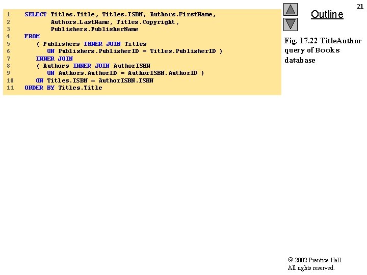 1 2 3 4 5 6 7 8 9 10 11 SELECT Titles. Title,