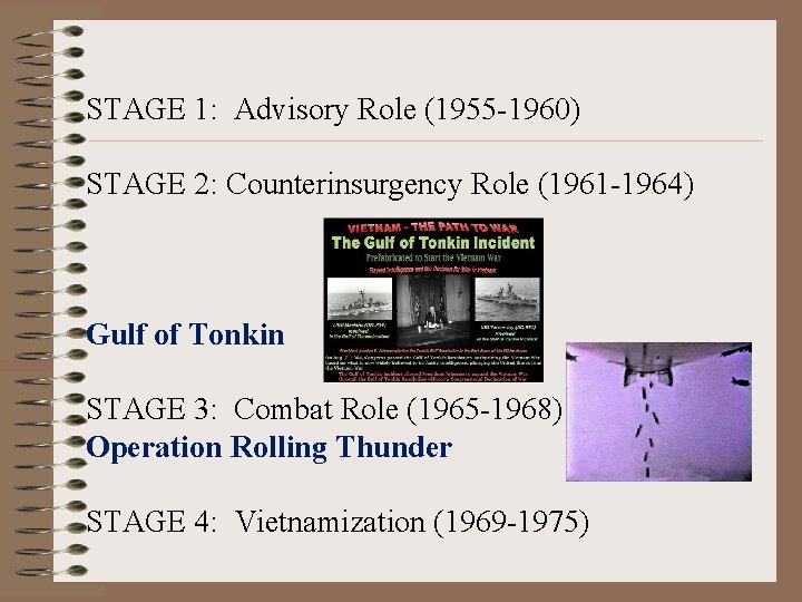 STAGE 1: Advisory Role (1955 -1960) STAGE 2: Counterinsurgency Role (1961 -1964) Gulf of