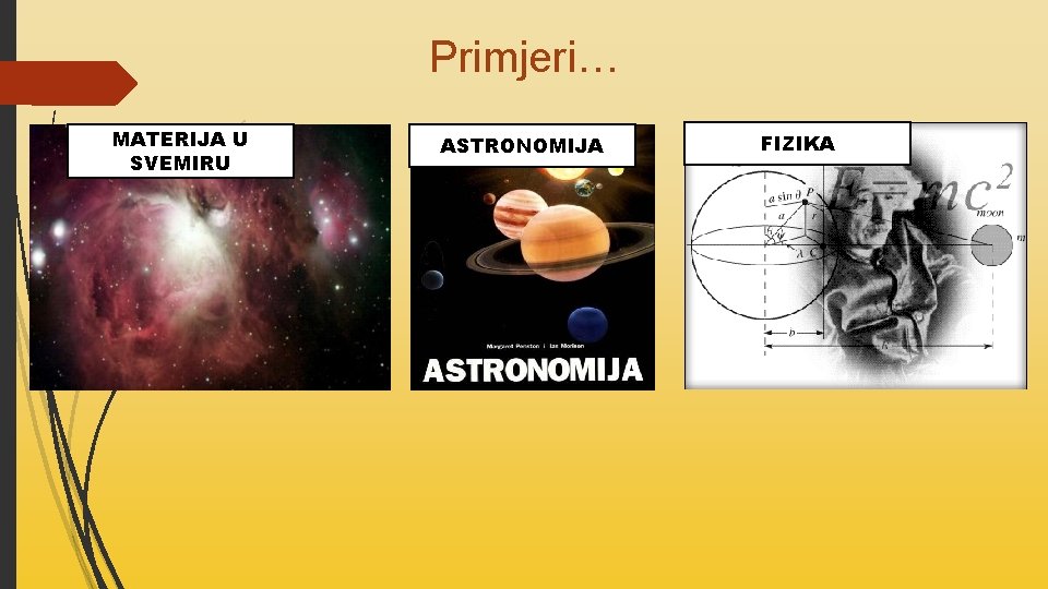 Primjeri… MATERIJA U SVEMIRU ASTRONOMIJA FIZIKA 