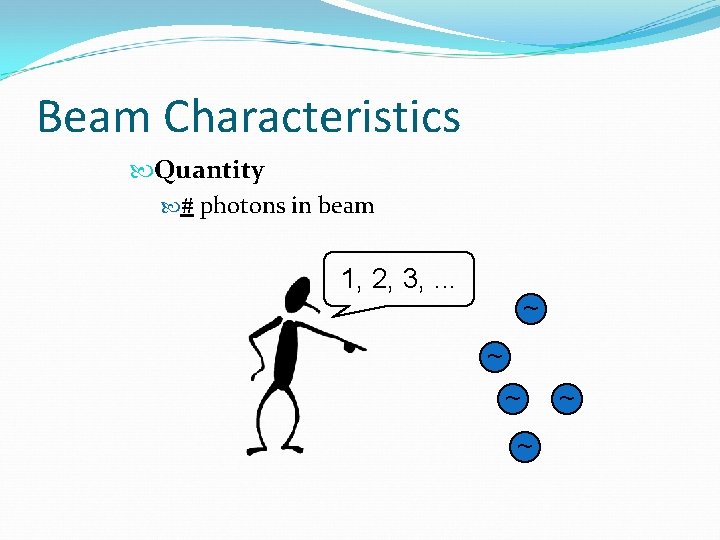 Beam Characteristics Quantity # photons in beam 1, 2, 3, . . . ~
