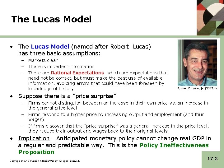The Lucas Model • The Lucas Model (named after Robert Lucas) has three basic