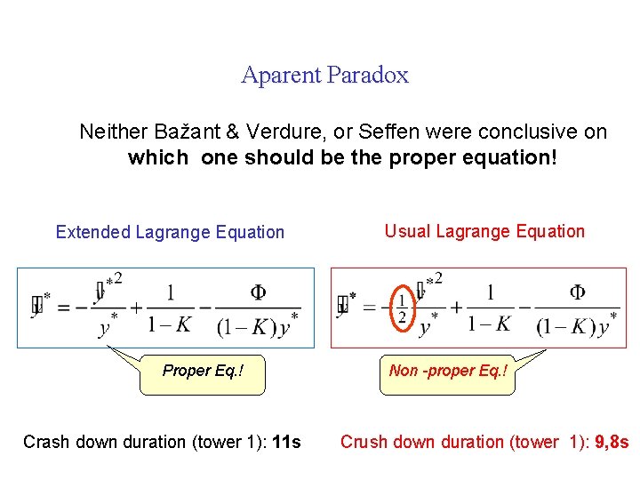Aparent Paradox Neither Bažant & Verdure, or Seffen were conclusive on which one should