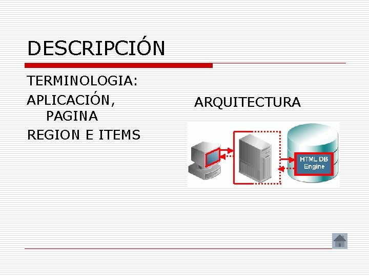 DESCRIPCIÓN TERMINOLOGIA: APLICACIÓN, PAGINA REGION E ITEMS ARQUITECTURA 