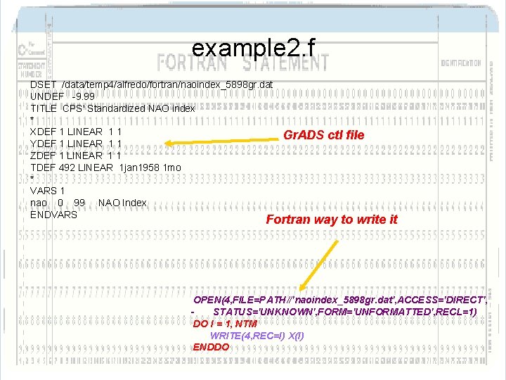 example 2. f DSET /data/temp 4/alfredo/fortran/naoindex_5898 gr. dat UNDEF -9. 99 TITLE CPS' Standardized example 2. f DSET /data/temp 4/alfredo/fortran/naoindex_5898 gr. dat UNDEF -9. 99 TITLE CPS' Standardized
