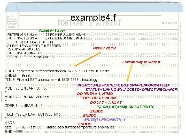 example 4. f Output on Screen: FILTERING USING A 25 POINT RUNNING MEAN FILTERING example 4. f Output on Screen: FILTERING USING A 25 POINT RUNNING MEAN FILTERING