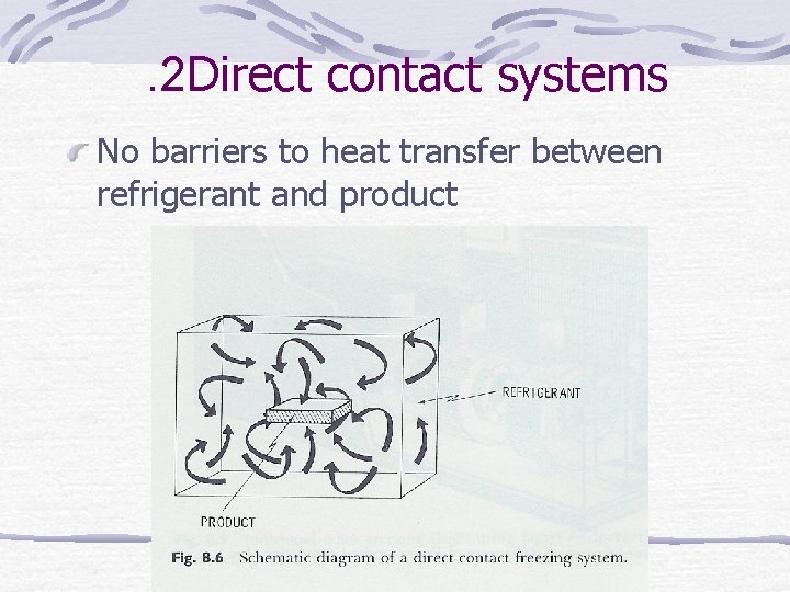 . 2 Direct contact systems No barriers to heat transfer between refrigerant and product