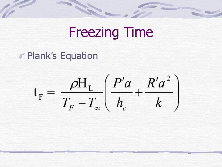Freezing Time Plank’s Equation 