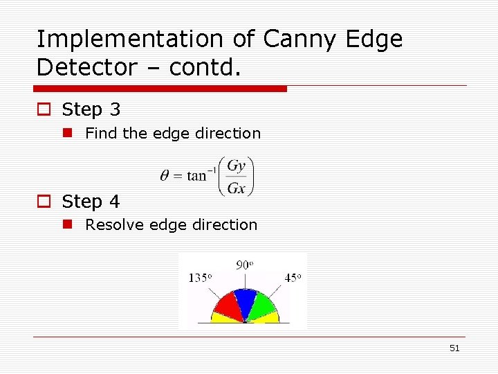 Implementation of Canny Edge Detector – contd. o Step 3 n Find the edge Implementation of Canny Edge Detector – contd. o Step 3 n Find the edge