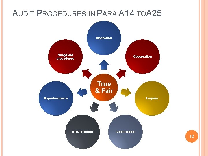AUDIT PROCEDURES IN PARA A 14 TOA 25 Inspection Analytical procedures Observation True &