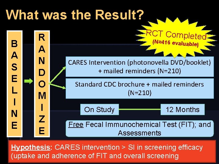 What was the Result? B A S E L I N E R A