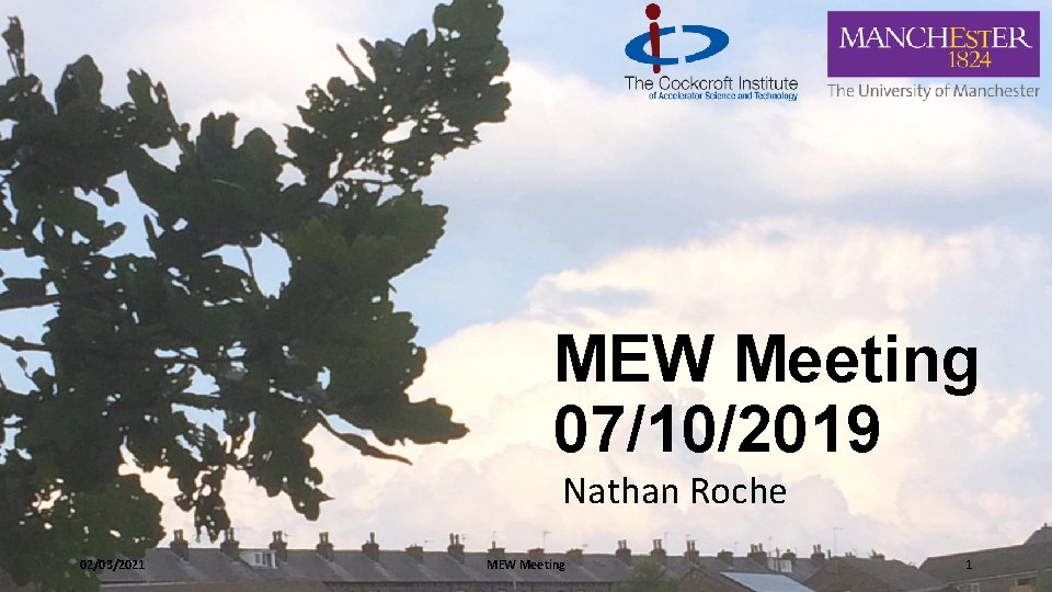 MEW Meeting 07/10/2019 Nathan Roche 02/03/2021 MEW Meeting 1 