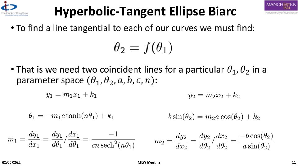 Hyperbolic-Tangent Ellipse Biarc • 02/03/2021 MEW Meeting 11 