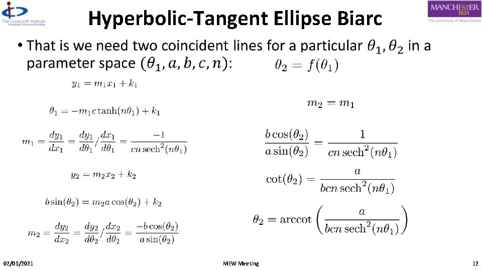 Hyperbolic-Tangent Ellipse Biarc • 02/03/2021 MEW Meeting 12 