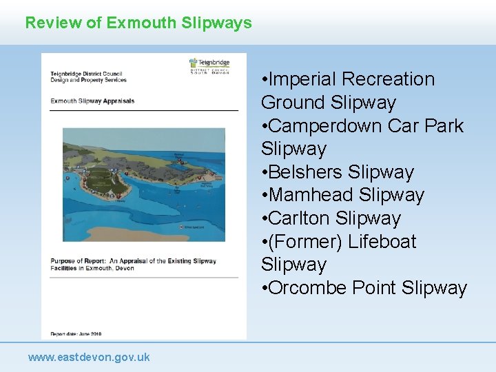 Review of Exmouth Slipways • Imperial Recreation Ground Slipway • Camperdown Car Park Slipway