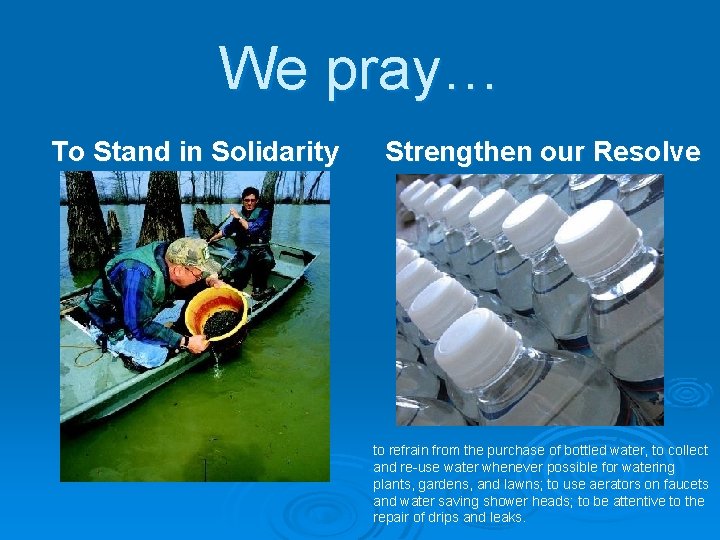 We pray… To Stand in Solidarity Strengthen our Resolve to refrain from the purchase