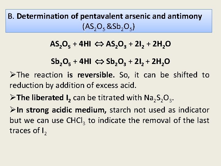 B. Determination of pentavalent arsenic and antimony (AS 2 O 5 &Sb 2 O