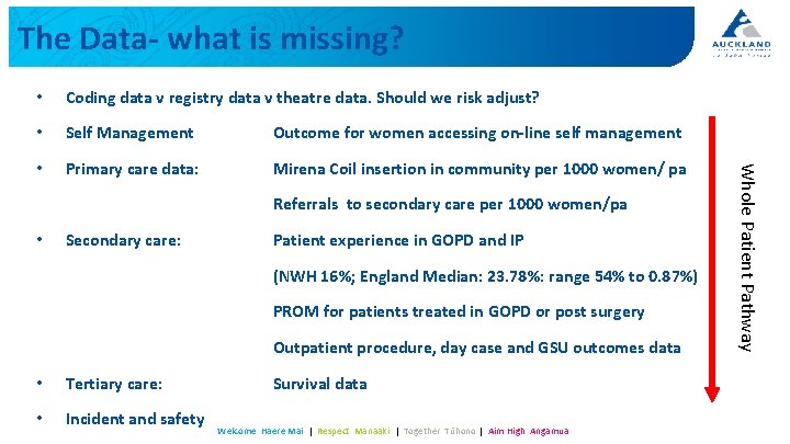 The Data- what is missing? Coding data v registry data v theatre data. Should