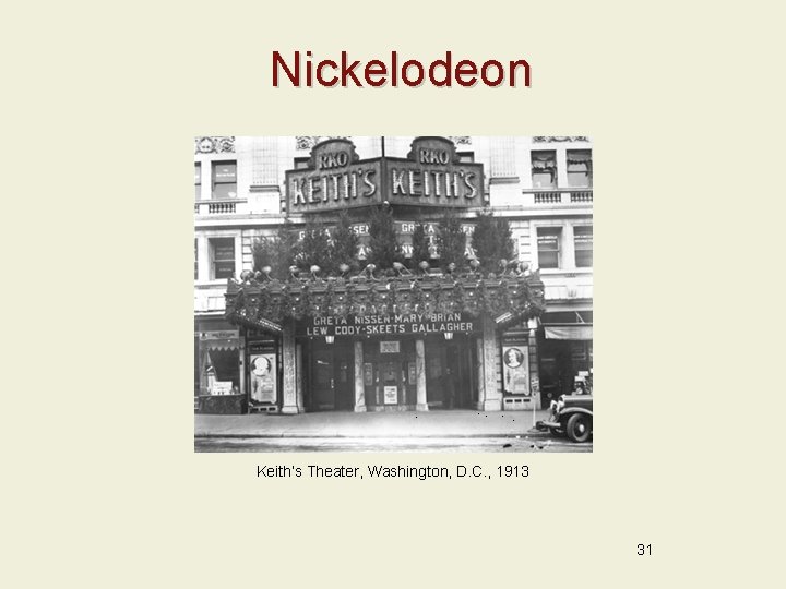 Nickelodeon Keith’s Theater, Washington, D. C. , 1913 31 