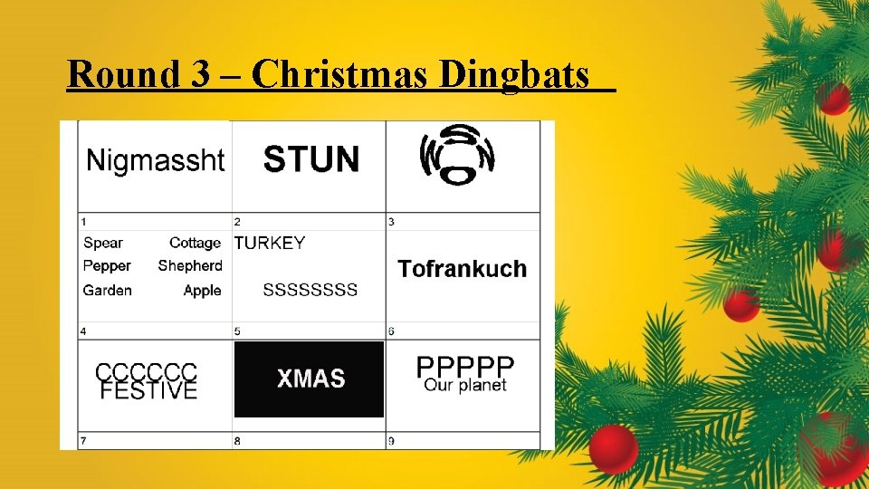 Round 3 – Christmas Dingbats 
