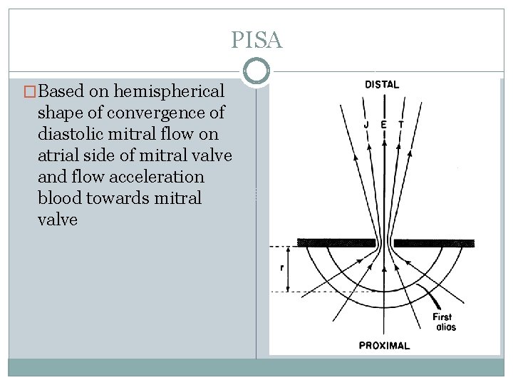 PISA �Based on hemispherical shape of convergence of diastolic mitral flow on atrial side