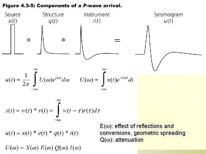 E(w): effect of reflections and conversions, geometric spreading Q(w): attenuation 