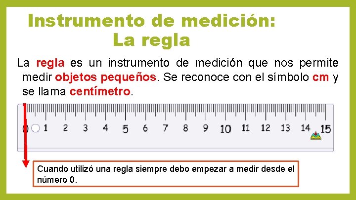 Instrumento de medición: La regla es un instrumento de medición que nos permite medir