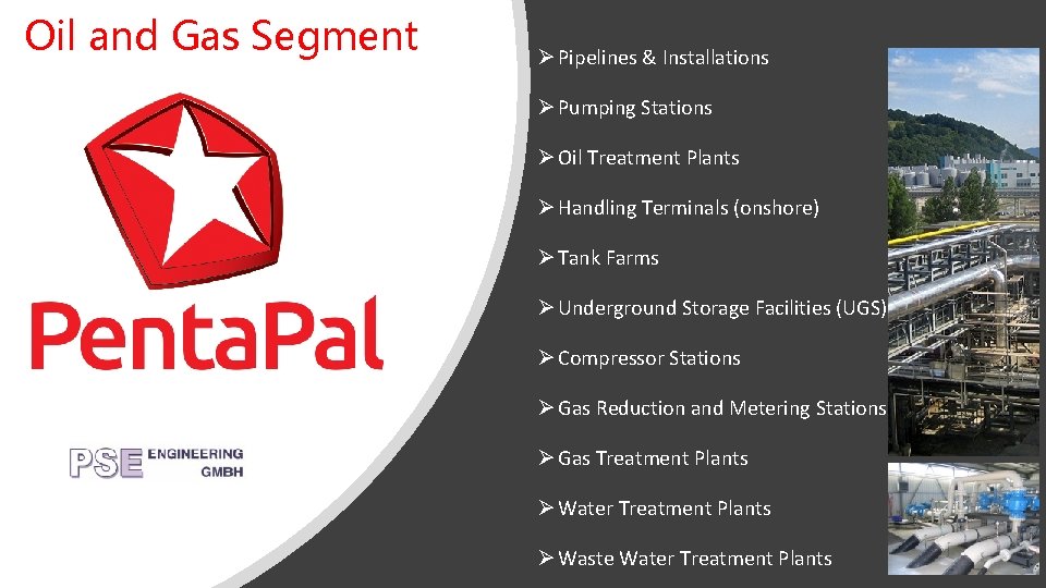 Oil and Gas Segment Ø Pipelines & Installations Ø Pumping Stations Ø Oil Treatment