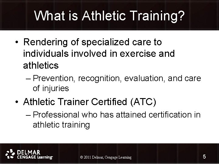 What is Athletic Training? • Rendering of specialized care to individuals involved in exercise