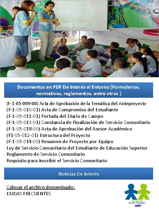 Documentos en PDF De Interés al Entorno (Formularios, normativas, reglamentos, entre otros ) (F-1