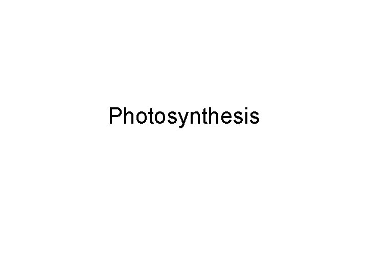 Photosynthesis 