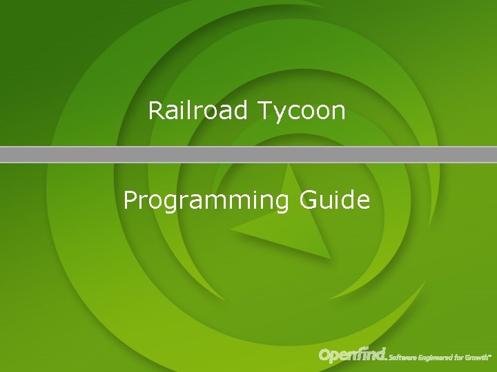 Railroad Tycoon Programming Guide 