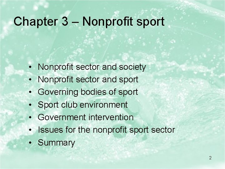 Chapter 3 – Nonprofit sport • • Nonprofit sector and society Nonprofit sector and