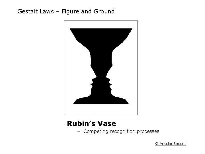 Gestalt Laws – Figure and Ground Rubin’s Vase – Competing recognition processes © Anselm