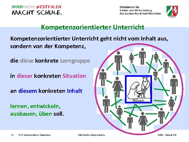 Kompetenzorientierter Unterricht geht nicht vom Inhalt aus, sondern von der Kompetenz, diese konkrete Lerngruppe
