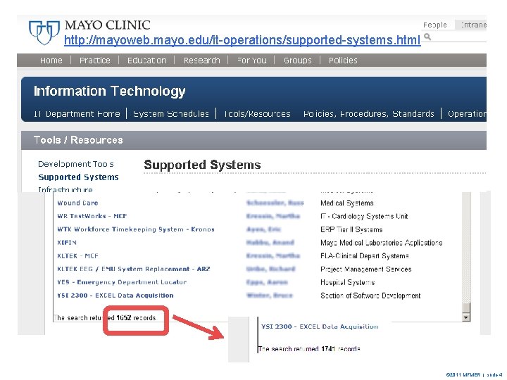 http: //mayoweb. mayo. edu/it-operations/supported-systems. html © 2011 MFMER | slide-4 