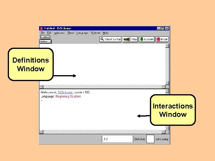 Definitions Window Interactions Window 