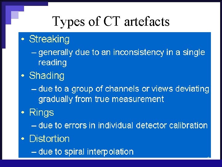 Types of CT artefacts 