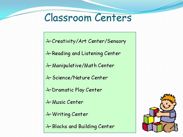 Classroom Centers #Creativity/Art Center/Sensory #Reading and Listening Center #Manipulative/Math Center #Science/Nature Center #Dramatic Play