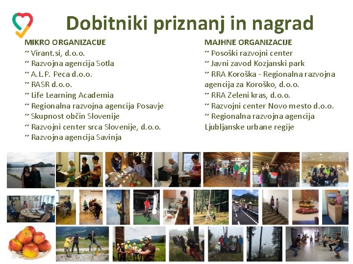 Dobitniki priznanj in nagrad MIKRO ORGANIZACIJE ~ Virant. si, d. o. o. ~ Razvojna