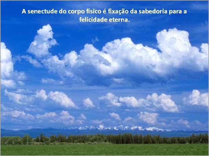 A senectude do corpo físico é fixação da sabedoria para a felicidade eterna. 