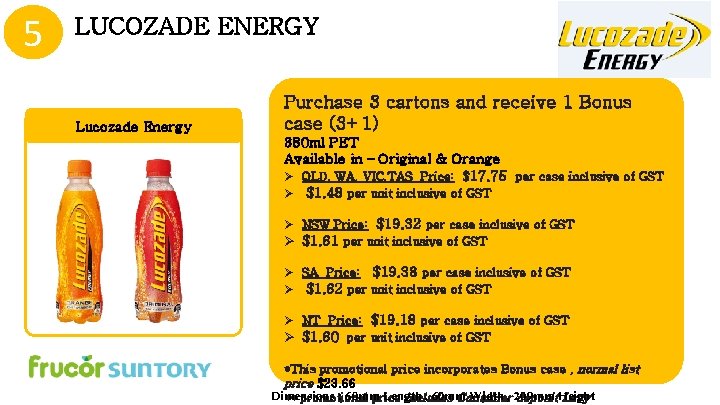 5 LUCOZADE ENERGY Lucozade Energy Purchase 3 cartons and receive 1 Bonus case (3+1)