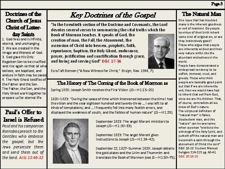 Page 3 Doctrines of the Church of Jesus Christ of Latterday Saints 1. God