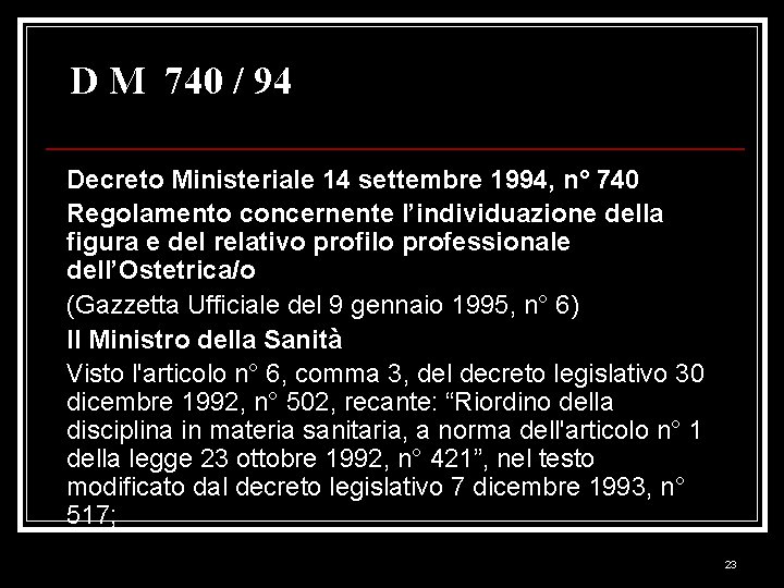 D M 740 / 94 Decreto Ministeriale 14 settembre 1994, n° 740 Regolamento concernente