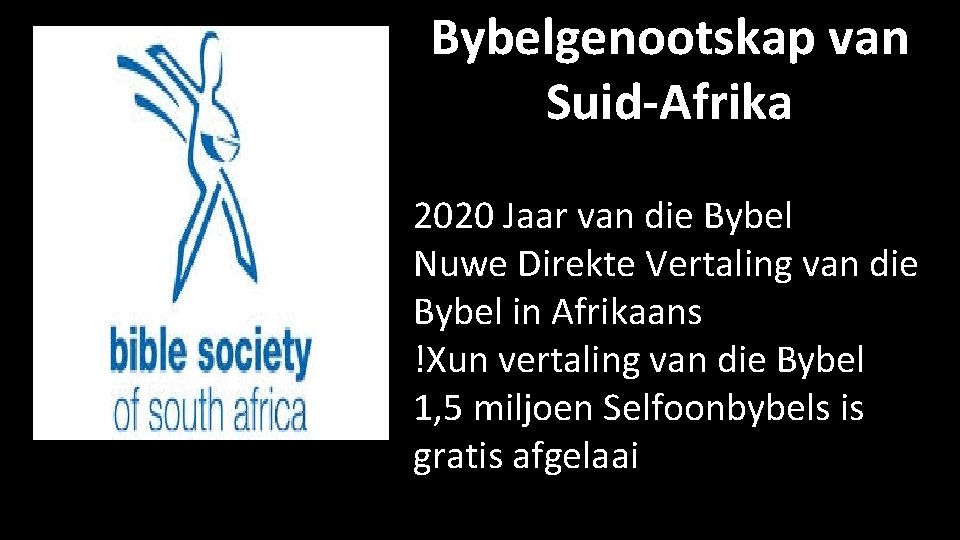 Bybelgenootskap van Suid-Afrika 2020 Jaar van die Bybel Nuwe Direkte Vertaling van die Bybel