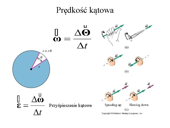 Prędkość kątowa Przyśpieszenie kątowe 