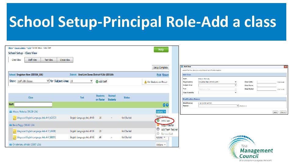 School Setup-Principal Role-Add a class 