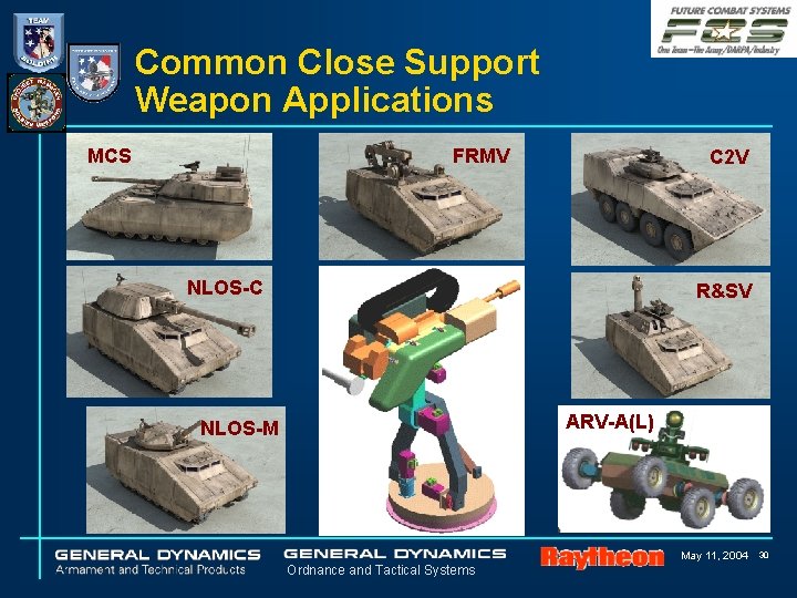 Common Close Support Weapon Applications MCS FRMV C 2 V NLOS-C R&SV ARV-A(L) NLOS-M