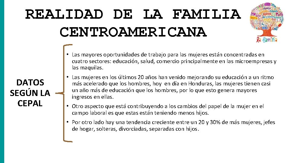 REALIDAD DE LA FAMILIA CENTROAMERICANA • Las mayores oportunidades de trabajo para las mujeres